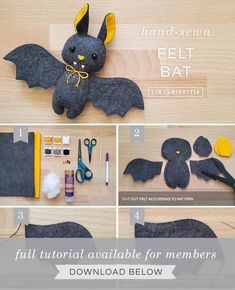 instructions to make felt bat decorations for halloween