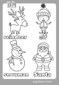 christmas coloring pages for kids to print and color with the words santa, reindeer, snowman