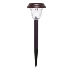 an outdoor light that is brown and has a clear glass dome on the top of it