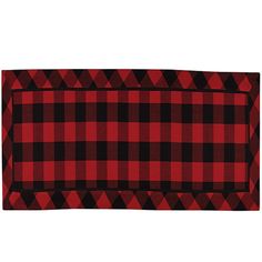 a red and black plaid table runner