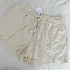 90% Cotton, 10% Linen. Never Used, Still Has Tags On. Neutral Cotton Bottoms For Vacation, Neutral Shorts For Summer Vacation, Neutral Cotton Shorts For Summer, Neutral Short Bottoms For Vacation, Short Neutral Bottoms For Vacation, Vacation Neutral Short Bottoms, Summer Cotton Shorts In Neutral Color, Neutral Cotton Summer Shorts, Spring Cotton Neutral Shorts