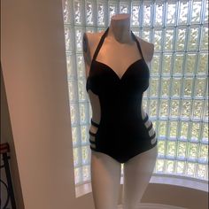 One Piece Black Swimsuit Size Xl. Belt And Bra For Support. One Piece Black Swimsuit, One Piece Black, Cut Out One Piece, One Piece Bathing Suit, Black Swimsuit, Bathing Suit, Womens Swim, One Piece Swimsuit, Bathing Suits