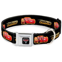 a black collar with cars on it