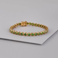 Pave 18K Gold Vermeil Emerald Tennis Bracelet Emerald Tennis Bracelet, Wanderlust And Co, Zodiac Jewelry, Colored Gems, The Test, 925 Jewelry, Tennis Bracelet, Bezel Setting, Ring Necklace