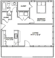 the floor plan for a two bedroom apartment with an attached kitchen and living room area