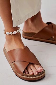 Sidelines Footbed Sandals | Free People Popular Sandals, Free People Sandals, Fashion Over Fifty, Tan Sandals, Trending Sandals, Footbed Sandals, Walk This Way, Espadrille Sandals, Artisan Craft