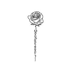 a drawing of a rose with the word love written on it