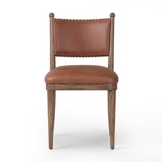 a brown leather chair on a white background