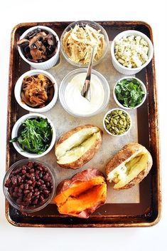 a tray filled with different types of food