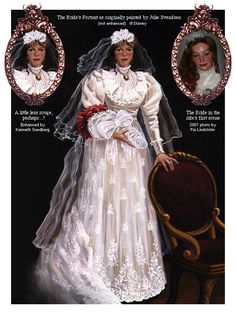 an image of a woman wearing a wedding dress and veil with two pictures of her in the background