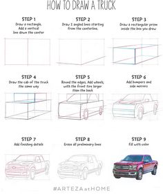 how to draw a truck step by step