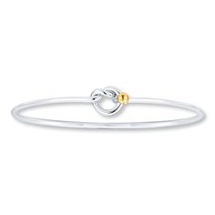 This contemporary sterling silver bangle bracelet for her features a knot and a 14K yellow gold sphere. Gold Sphere, Bracelet For Her, Jewelry Advice, Silver Bangle Bracelet, Sterling Silver Bangle Bracelets, Sterling Silver Bangle, Sterling Silver Wire Wrap, Kay Jewelers, Knot Bracelet