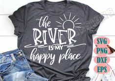 River Signs, River Decor, File Ideas, River Shirts, Cricut Decals, Virgin River, Cricut Shirts, River Life, Lake Decor