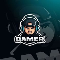 the logo for gamer with headphones on