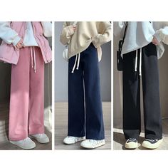 SPECIFICATIONS Style: Casual Season: Autumn/Winter Waist Type: HIGH Decoration: Pleated Elasticity: Non Strech Fabric Type: Corduroy Pattern Type: Solid Pant Style: Wide Leg Pants Material: Polyester Fit Type: LOOSE Length: Full Length Closure Type: Elastic Waist Gender: WOMEN Front Style: Flat [20231214] [20231214] Fleece Pants Women, Celana Fashion, Thick Pants, Pyjama Satin, Legging Jeans, Bodycon Floral Dress, Black Fleece, Fleece Pants, Womens Fleece