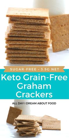 keto grain - free graham crackers are stacked on top of each other