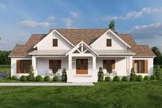 this is a computer rendering of the front elevation of these houseplans for homes