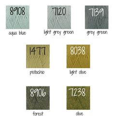 the different shades of green and brown are shown in this graphic style, with numbers on each