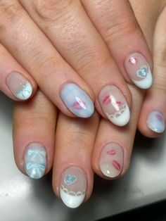 Aesthetic Nail Art, Coquette Nail, Nails Girly, Princess Vibe, Coquette Nails, Mickey Nails, Nyc Nails, Aesthetic Nail