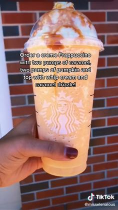 someone is holding up a starbucks drink with the caption, order a creme frappurata