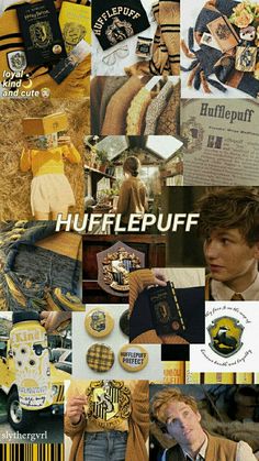 a collage of harry potter related items