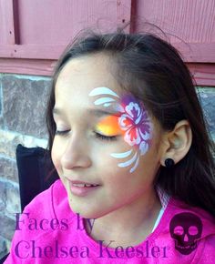 Hawaiian Flower Face Paint Easy, Hawaiian Flower Face Paint, Hawaiian Face Paint Easy, Flower Power Face Paint, Tropical Flower Face Paint, Hibiscus Flower Face Paint, Luau Face Painting Ideas, Hibiscus Face Paint, Hawaii Face Paint