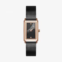 Shengke Rectangle Gold Watch for Women Gold Watch for Women - Delicate Rectangle Dial Design, Waterproof Quartz Women’s Watch Enhance your style with the Gold Slim Watch for Women, featuring a delicate rectangle dial design and a golden-tone finish. This exquisite timepiece is the perfect accessory for various occasions, making it an ideal gift for birthdays, anniversaries, business events, or Thanksgiving Day. The rectangular case, crafted from durable alloy with a thickness of 8mm, exudes elegance and sophistication. The Hardlex dial window ensures clarity while providing resistance against scratches. The adjustable mesh band, made from alloy and measuring 21cm in length and 14mm in width, offers a comfortable and secure fit. The hook buckle clasp adds a touch of convenience to your dail Elegant Black Women, Gold Wrist Watch, Rap Metal, Luxury Gifts For Women, Elegant Watch, Watch Luxury, Womens Watches Luxury, Waterproof Watch, Women Watches