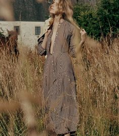 Marielle Dress - Delphine Plaid | DÔEN Doen Aesthetic, Mid Calf Dresses, Fall Plaid, Sleep And Loungewear, Cotton Voile, Mother Of Pearl Buttons, Lingerie Sleepwear, Jacket Tops