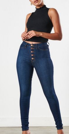 5 button skinny jeans, slim fit, does have stretch.Rise: 11", Inseam: 31.5" 55% Cotton, 34% Tencel, 9% Polyester 2% Spandex Slim Girl, No Closure, Dark Blue Jeans, Jeans Slim, Blue Jeans, Dark Blue, Tights, Slim Fit, High Waisted