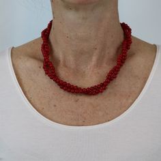 Avoid The Cheap Looking Plastic Beaded Necklace With This New Beaded Necklace Made From Glass. 36 Inch Necklace Made Of Red Glass Beads. Can Also Be Worn Doubled Back And Twisted For A Different Look. Includes Gold Overlay Fastener For The Twisted Style. Styled With Silver Bead Necklace Listing: Https://Poshmark.Com/Listing/Nwt-Silver-Bead-Necklace-609c41de73d961ef3c7db0ca Red Double Strand Faceted Beaded Necklaces, Red Double Strand Beaded Necklace With Faceted Beads, Red Double Strand Beaded Necklaces, Red Double Strand Faceted Beaded Necklace, Red Double Strand Beaded Necklace With Polished Beads, Elegant Red Multi-strand Beads, Double Strand Red Coral Necklace, Red Coral Double Strand Necklace, Return To Tiffany Necklace