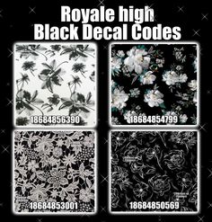 black and white floral wallpapers with the words royal night, black decal code