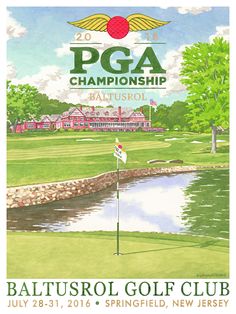 an advertisement for the 2013 pga championship at baltusrol golf club in springfield, new jersey