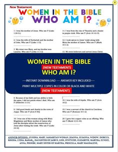 the women in the bible who am i? flyer with an image of two smiling faces