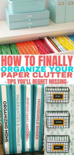 an organized craft room with paper folders, scissors and other items on the shelf