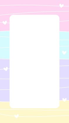 a white square with hearts on it in front of a pastel colored wallpaper