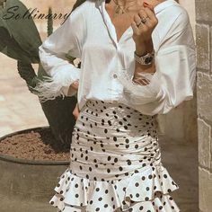 FREE SHIPPING Women Polka Dot High Waist Fashion Autumn Ruffles Skirts JKP3556 Polka Dot Party Skirt With Ruffles, Fitted Polka Dot Mini Skirt For Spring, Mini Skirt Fashion, Cheap Skirts, Ruffle Mini Skirt, Ruched Skirt, Fashion Autumn, High Waist Fashion, Polka Dot Skirt