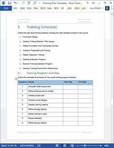 the training schedule is displayed in microsoft's office view window, and it appears to be filled with information