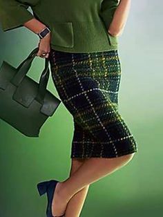 Regular Fit Plaid Urban Midi Skirt Style Plaid Skirt, Patterned Skirt, Plaid Pencil Skirt, Fall Plaid, Women's Wear, Plaid Fashion, Plaid Skirt, Skirt Pattern, Preppy Style