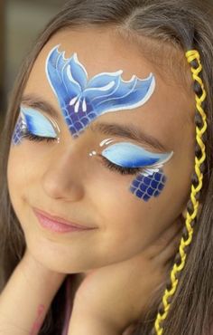 Facepainting Ideas Mermaid, Jelly Fish Face Painting, Sea Monster Face Paint, Sea Turtle Face Paint, Toddler Face Painting Ideas, Sea Creature Face Paint, Mermaid Facepainting Kids Easy, Easy Mermaid Face Paint, Fast Face Paint