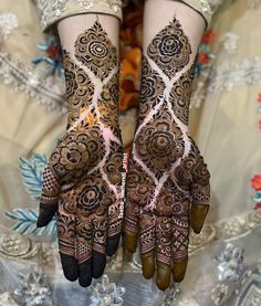 two hands with henna designs on them