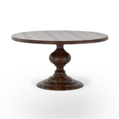 a round wooden table with two pedestals on each side and one end at the base