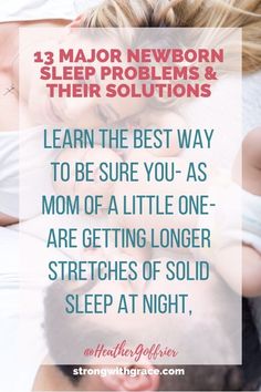 a man and woman laying on top of each other in bed with the text, learn the best way to be sure you - as mom of a little one are getting longer stretches of solid