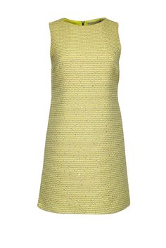 Current Boutique-Alice & Olivia - Neon Yellow Boucle Sheath Dress w/ Sequins Sz 2 Yellow Stretch Evening Dress, Glamorous Yellow Mini Dress For Summer, Yellow Stretch Mini Dress For Cocktail, Lime Green Dresses For Spring Night Out, Lime Green Dress For Spring Night Out, Neon Summer Party Dress, Lime Green Spring Dress For Night Out, Yellow Sequined Dress For Spring, Glamorous Yellow Spring Dress