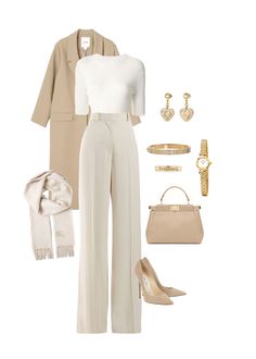 Business Savvy Outfits, Dinner At Nobu Outfit, Teen Professional Outfits, Kdrama Women Outfits, Real Estate Outfits For Women Summer, Beige Trousers Outfit Classy, Outfits For Family Gathering, Boss Babe Aesthetic Outfit, Rich Looking Outfits Classy