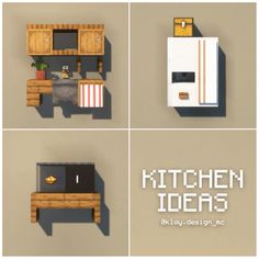 four different types of kitchen items displayed in three separate images with the words kitchen ideas above them