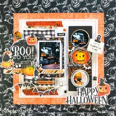 a halloween scrapbook page with pumpkins and jack - o'- lanterns