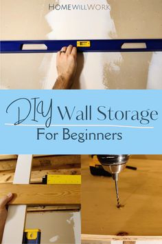 diy wall storage for beginners with the title overlay that says diy wall storage for beginners