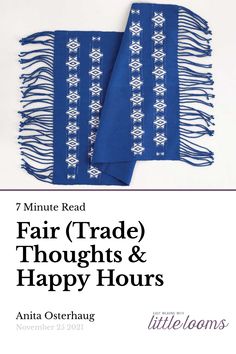 an advertisement for fair trade, thought and happy hours with two scarfs on it