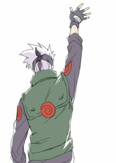 an anime character with his arms in the air