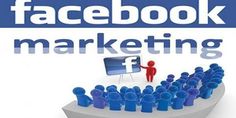 the facebook marketing logo with people standing in front of it and an image of a man giving